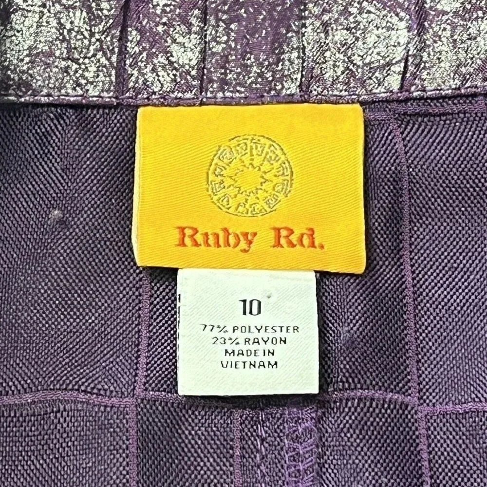 Ruby Rd. Womens Purple Metallic Crackle Quilted Zip Up Jacket Size 10 - Picture 7 of 9